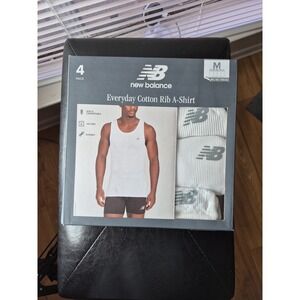 New Balance‎ Men's Everyday Cotton Rib A-Shirt White 4 Pack Medium